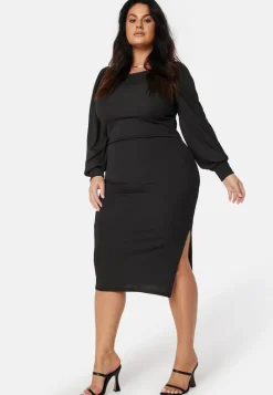 BUBBLEROOM Balloon Sleeve Rib Dress