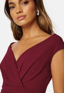 Goddiva Bardot Pleat Maxi Dress