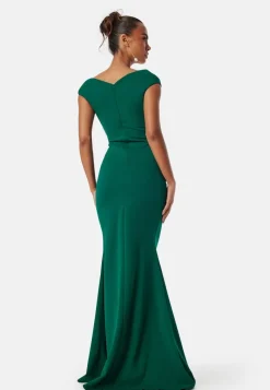 Goddiva Bardot Pleat Maxi Dress