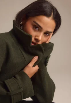 BUBBLEROOM Belted Wool Blend Coat