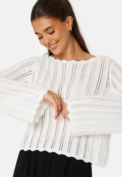BUBBLEROOM Boat Neck Structure Knitted Sweater