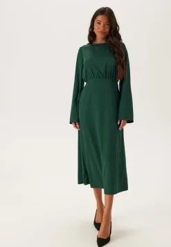 BUBBLEROOM Boatneck Satin Midi Dress