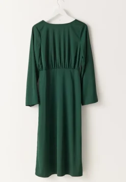 BUBBLEROOM Boatneck Satin Midi Dress