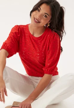 Happy Holly Broderie Anglaise Top