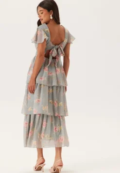 Bubbleroom Occasion Butterfly Sleeve Flounce Dress