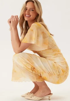 Bubbleroom Occasion Butterfly Sleeve Mesh Ankle Dress