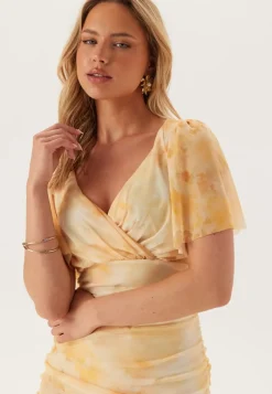 Bubbleroom Occasion Butterfly Sleeve Mesh Ankle Dress