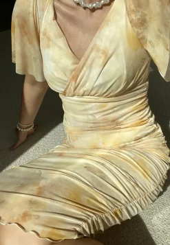 Bubbleroom Occasion Butterfly Sleeve Mesh Ankle Dress