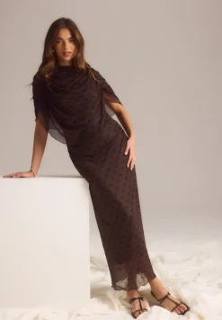 Bubbleroom Occasion Cape Mesh Ankle Dress