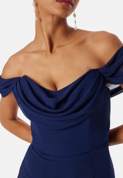 Goddiva Chiffon Off Shoulder Maxi Dress