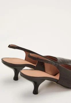 MAKE WAY Croco Leather Slingback