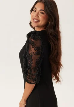 Happy Holly 3D Floral Sleeve Midi Dress