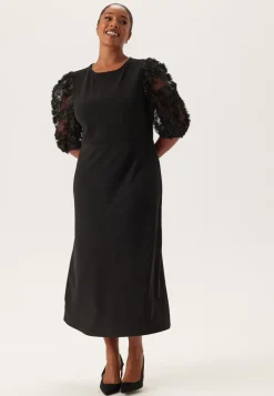 Happy Holly 3D Floral Sleeve Midi Dress