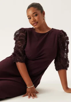 Happy Holly 3D Floral Sleeve Midi Dress