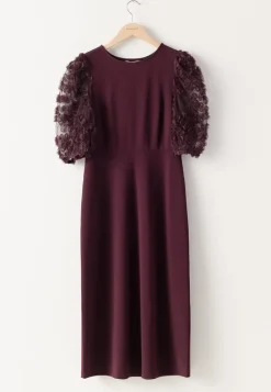 Happy Holly 3D Floral Sleeve Midi Dress