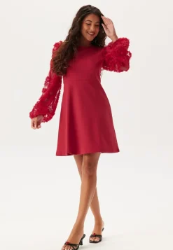 Happy Holly 3D Floral Sleeve Short Dress