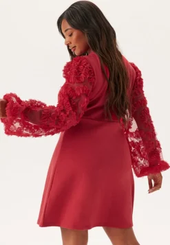 Happy Holly 3D Floral Sleeve Short Dress