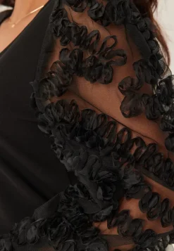 Happy Holly 3D Floral Sleeve V-neck Top