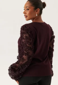 Happy Holly 3D Floral Sleeve V-neck Top