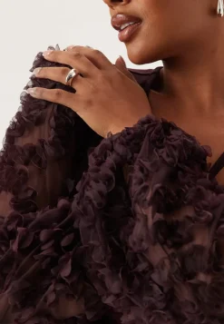 Happy Holly 3D Floral Sleeve V-neck Top