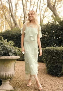 Bubbleroom Occasion 3D Floral Straight Ankle Skirt