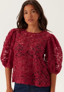 BUBBLEROOM 3D Flower Puff Sleeve Blouse