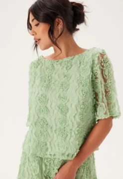 BUBBLEROOM 3D Flower Short Sleeve Blouse