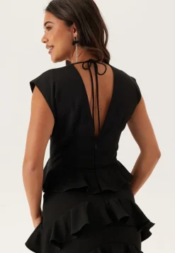 Bubbleroom Occasion Deep V-Neck Flounce Gown