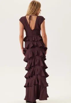 Bubbleroom Occasion Deep V-Neck Flounce Gown