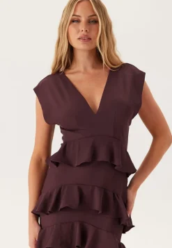 Bubbleroom Occasion Deep V-Neck Flounce Gown