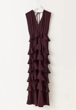 Bubbleroom Occasion Deep V-Neck Flounce Gown