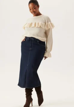 BUBBLEROOM Denim Midi Skirt