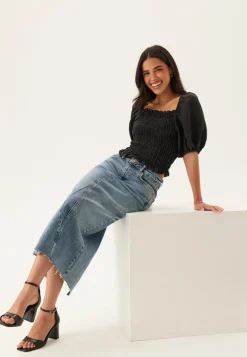 BUBBLEROOM Denim Midi Skirt