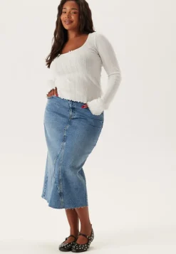 BUBBLEROOM Denim Midi Skirt