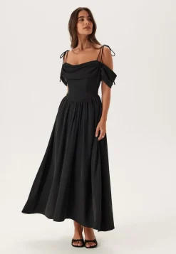 Bubbleroom Occasion Draped Off Shoulder Corset Midi Dress