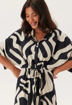 BUBBLEROOM Drawstring Viscose Shirt Dress