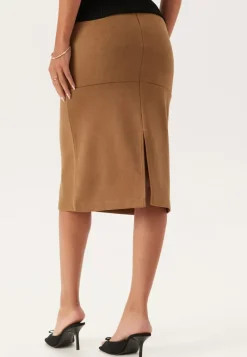 BUBBLEROOM Faux Suede Midi Skirt