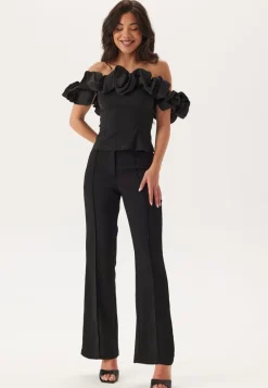 BUBBLEROOM Flared Structured Suit Trousers