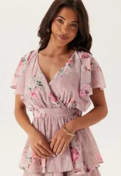 Goddiva Floral Flutter Tiered Maxi Dress