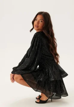 Bubbleroom Occasion Flounce Balloon Sleeve Sequin Dress