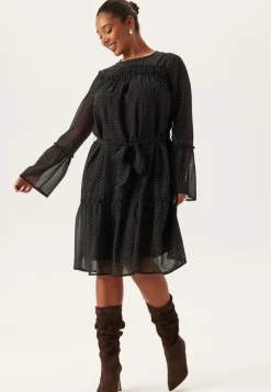 Happy Holly Flounce Sleeve Dress