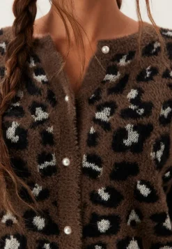 BUBBLEROOM Fluffy Knitted Pearl Cardigan