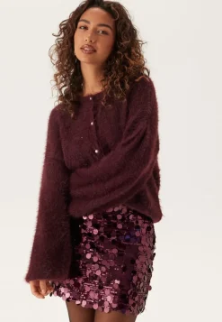 BUBBLEROOM Fluffy Knitted Pearl Cardigan