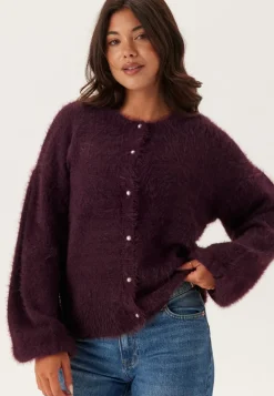 BUBBLEROOM Fluffy Knitted Pearl Cardigan