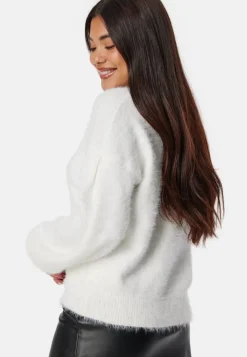 BUBBLEROOM Fluffy Knitted Pearl Cardigan