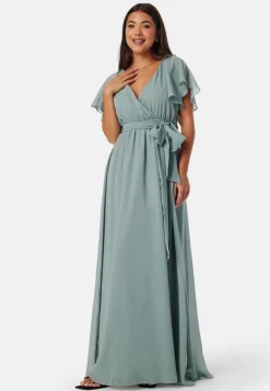 Goddiva Flutter Chiffon Maxi Dress