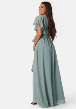 Goddiva Flutter Chiffon Maxi Dress