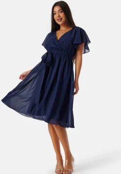 Goddiva Flutter Chiffon Midi Dress