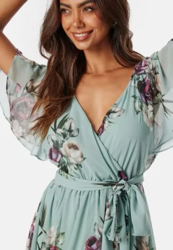 Goddiva Flutter Floral Maxi Dress