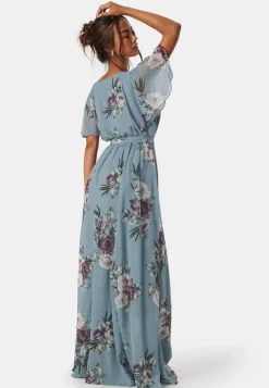 Goddiva Flutter Floral Maxi Dress
